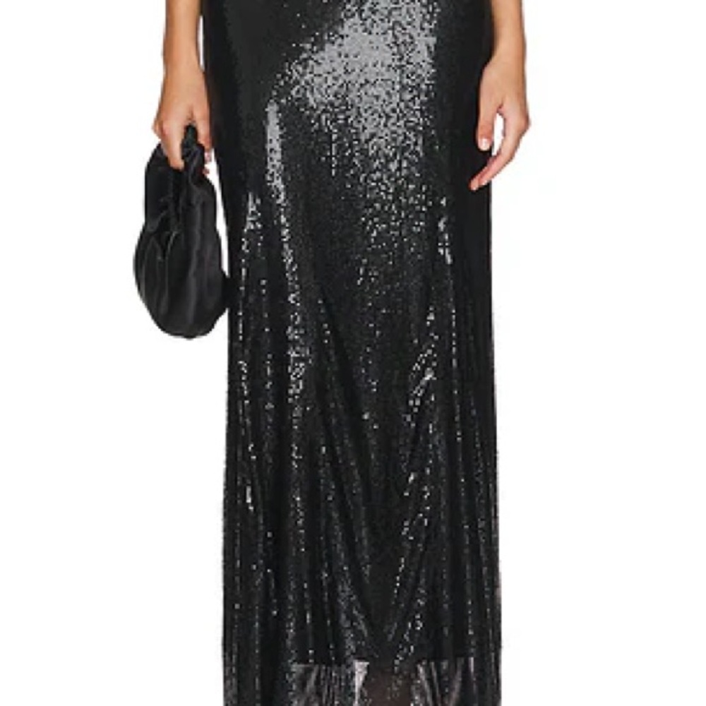 REVOLVE Black Sequin Maxi Chain Mail Skirt